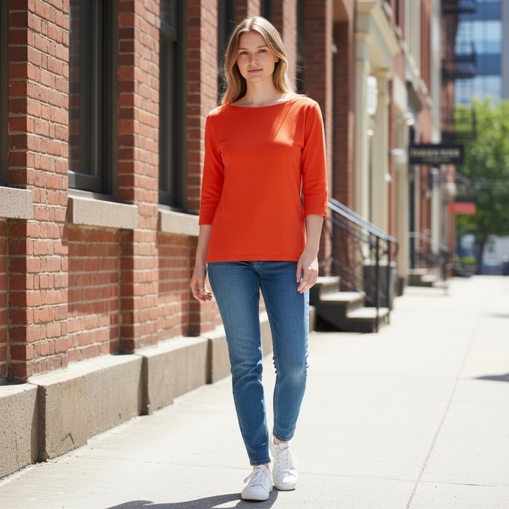 ANN TAYLOR Orange 3/4 Sleeve Top